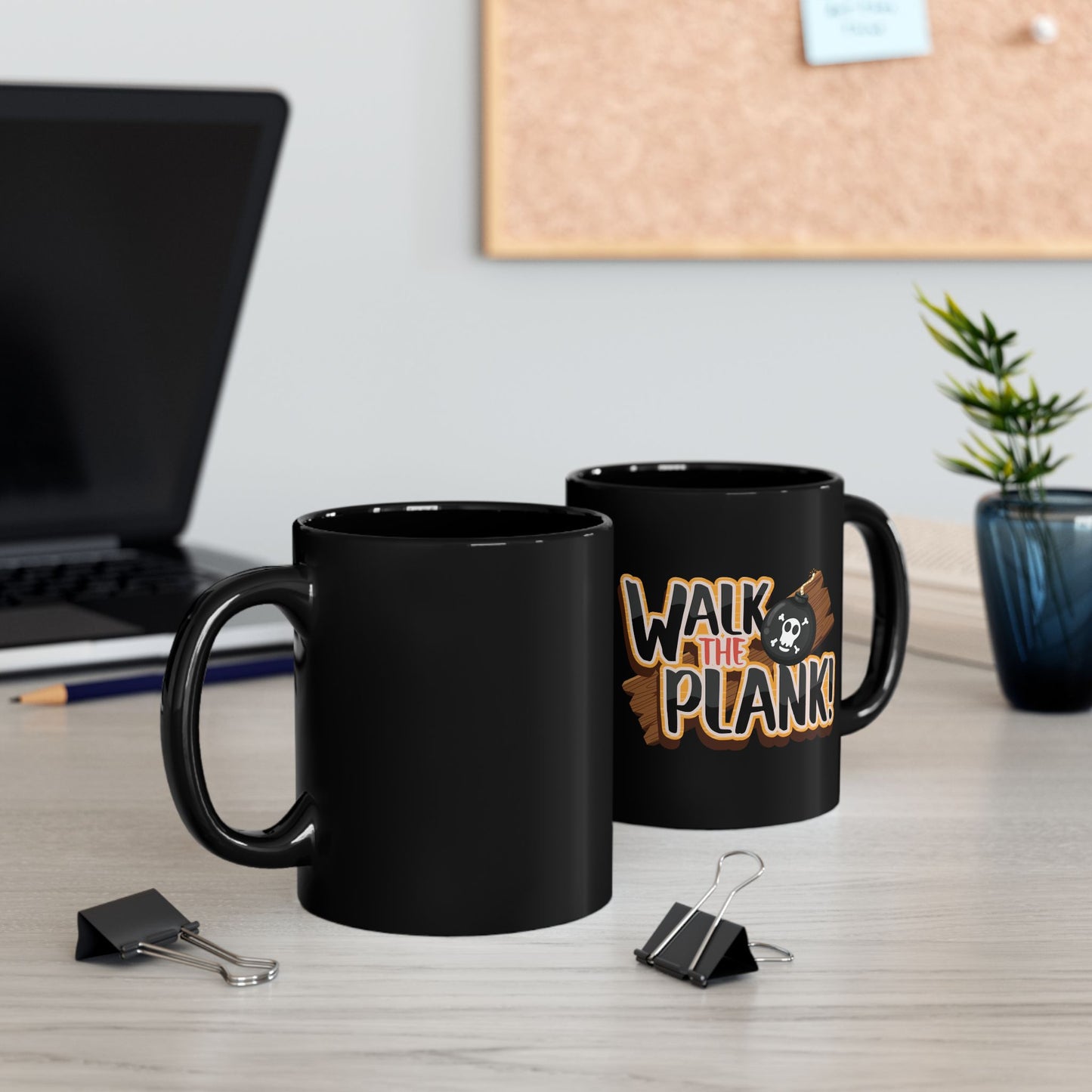 Walk the Plank black coffee mug - Pirate Cove Merch
