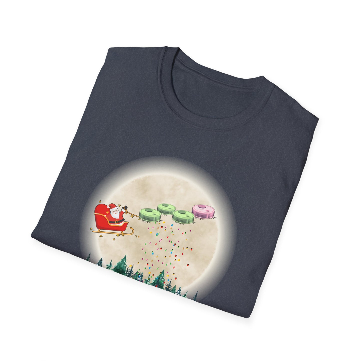 Robot Vacuums Pulling Santa's Sleigh Soft Cotton Tshirt