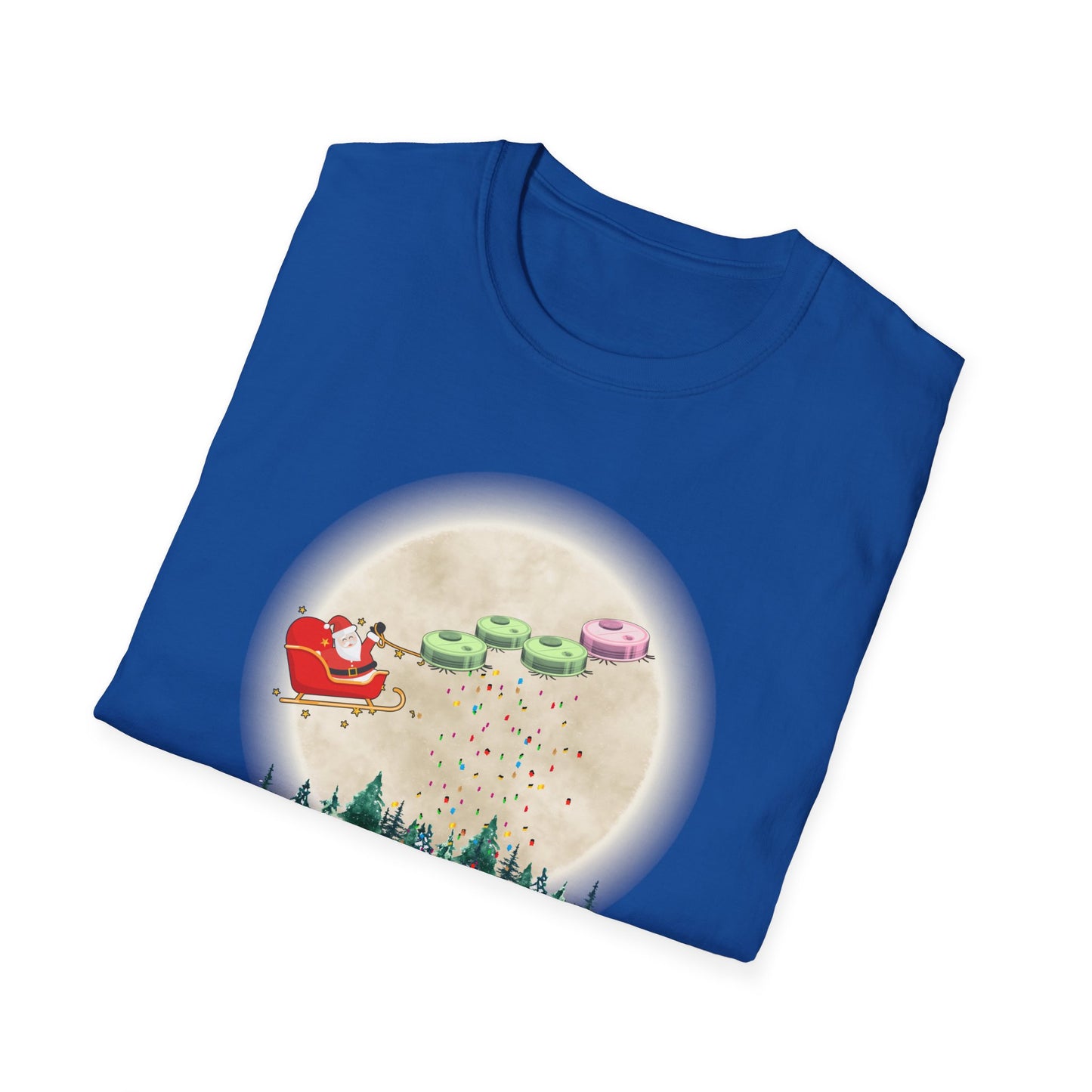 Robot Vacuums Pulling Santa's Sleigh Soft Cotton Tshirt